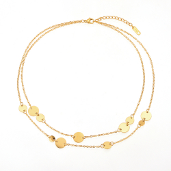Steel Necklaces Steel Necklace - Circles - 42+5cm - Gold Color