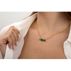 Collar Plata Mineral Collar Minerales - Lapiz 25*4mm - 43+5cm - Bañado Oro