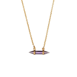 Silver Stone Necklaces Mineral Necklace - Pencil 25*4mm - 43+5cm - Gold Plated