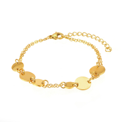 Pulsera Acero Liso Pulsera Acero - Círculos - 16+4 cm - Color Oro y Color Plata