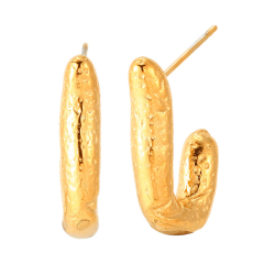 Steel Earrings Hammered Steel Earrings - 24 mm - Gold and Silver