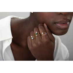 Silver Stone Rings Silver Ring - Pearl - 3 mm - Gold Plated
