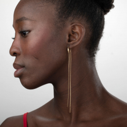 Steel Earrings Steel Earring - Chain - 13.6 cm - Gold Color and Silver Color