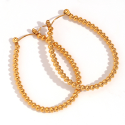 Steel Earrings Steel Earrings - Ball Hoop - 45 mm - Gold Color and Steel