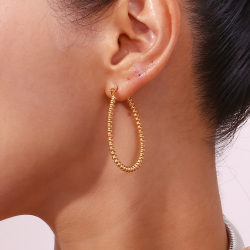 Pendiente Acero Liso Pendientes Acero - Aro Bolas - 45 mm - Color Oro y Acero