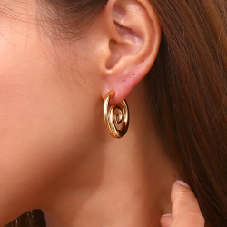 Pendiente Acero Liso Pendientes Acero Espiral - 28 mm - Color Oro y Color Plata