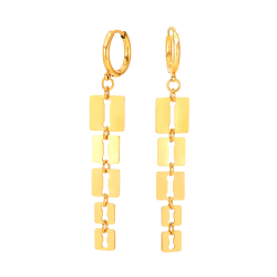 Steel Earrings Steel Earrings - 14 mm Hoop - Square - 63 mm - Gold and Silver