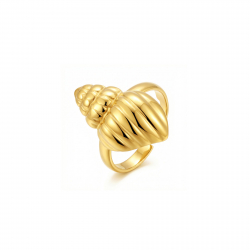 Ringe Glattes Edelstahl Glatter Offener Ring - Meeresschnecke - 21 mm - Farbe Gold und Stahl