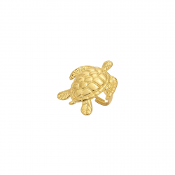 Ringe Glattes Edelstahl Einfacher Stahlring - Schildkröte - Verstellbar - 32 mm - Goldfarbe und Stahlfarbe