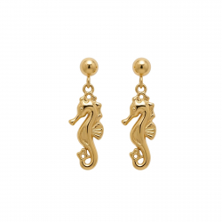 Ketten Silber Minerale Einfacher Stahl Ohrring - Seepferdchen - Design - 30 mm - Goldfarbe und Stahlfarbe