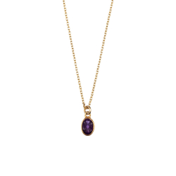 Silver Stone Necklaces Mineral Necklace - 8*6mm - 40+5cm - Gold Plated