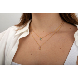 Collar Plata Mineral Collar Minerales - 8*6mm - 40+5cm - Bañado Oro