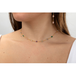 Collar Plata Mineral Collar Mineral - Oval 43cm - Bañado Oro y Plata