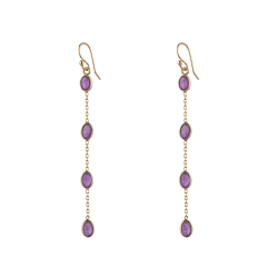 Silver Stone Earrings Mineral Earrings - 70mm - Gold Plated