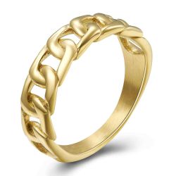 Anillo Acero Liso Anillo Acero - Eslabon - Bañado oro