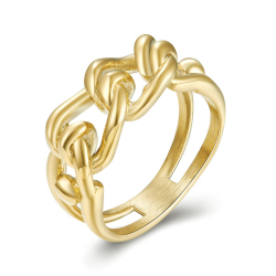 Anillo Acero Liso Anillo Acero Eslabón - Bañado Oro