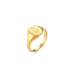 Anillo Acero Liso Anillo Acero - Flor silvestre - Bañado Oro