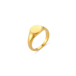 Anillo Acero Liso Anillo del Meñique Acero - Bañado Oro