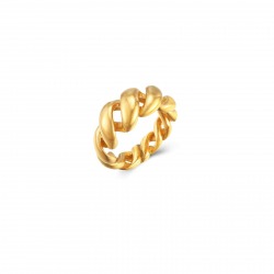 Anillo Acero Liso Anillo Acero Torcido - Bañado oro