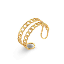 Steel Rings Open Steel Ring - Double Link - Gold Plated