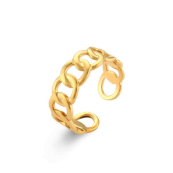 Bagues Argent Lisse Bague Acier Ouverte - Maillon - Dorure Or