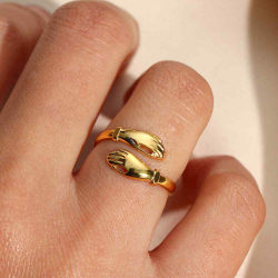 Steel Rings Open Steel Ring - Hug - Gold Plated