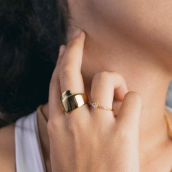 Anillo Acero Liso Anillo Superpuesto - 16mm - Color Oro y Acero y Color Plata