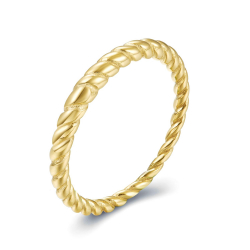 Steel Rings Rope Steel Ring  Gold Plated