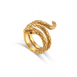 Anillo Acero Liso Anillo Acero - Serpiente - Bañado Oro