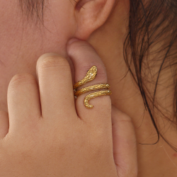 Steel Rings Snake Ring Steel - Gold Plated