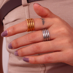 Steel Rings Steel Ring - Spring 9mm - Color Gold and Steel