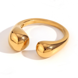 Ringe Glattes Edelstahl Smiley-Ring Edelstahl - Goldfarbe und Stahlfarbe