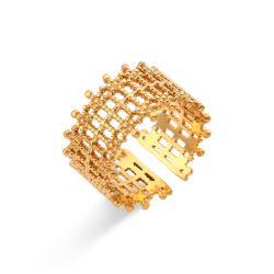 Ringe Glattes Edelstahl Stahlring - Offene Krone - Goldfarbe und Stahlfarbe