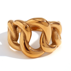 Steel Rings Link Steel Ring  - Gold Plated