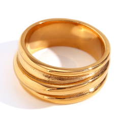 Steel Rings Steel Ring Stripes - 23 mm - Gold and Steel