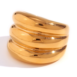 Ringe Glattes Edelstahl Dreifachring aus Stahl - 19 mm - Farbe Gold und Stahl