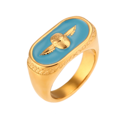 Anillo Acero Liso Anillo Acero - Escarabajo 19,50*10,50mm - Bañado Oro