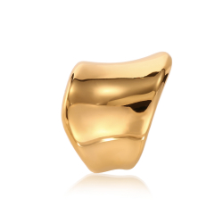 Anillo Acero Liso Anillo Acero Ola - 25 mm - Color Oro y Plata
