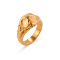 Ringe Glattes Edelstahl Ring aus gehämmertem Stahl - 12 mm- Goldfarben und Stahl