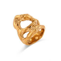 Ringe Glattes Edelstahl Ring aus Rustikal Stahl - 23 mm- Goldfarben