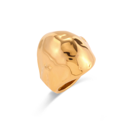 Ringe Glattes Edelstahl Gehämmerter Stahlring - 23 mm - Gold und Stahl Farbe