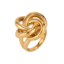 Anillo Acero Liso Anillo Acero Nudo - 24 mm - Color Oro y Color Plata