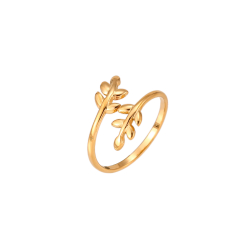 Anillo Acero Liso Anillo Acero Dedo del Pie - Abierto - Hojas - Color Oro y Color Plata