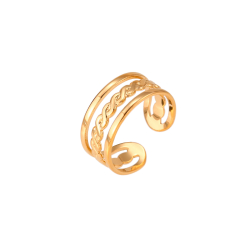 Anillo Acero Liso Anillo Acero Dedo del Pie - Abierto - Triple - Color Oro y Color Plata