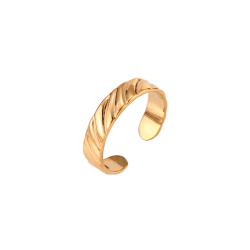 Anillo Acero Liso Anillo Acero Dedo del Pie - Abierto - Rayas - Color Oro y Color Plata