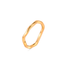 Bagues Argent Lisse Bague en Acier Vague - 20 mm - Couleur Or et Couleur Argent