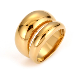 Anillo Acero Liso Anillo Acero Doble - 16mm - Color Oro y Plata