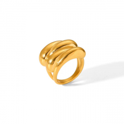 Anillo Acero Liso Anillo Acero - Gota  - 22 mm - Color Oro y Plata