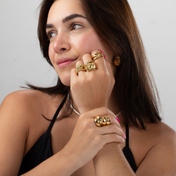 Steel Rings Steel Ring - Hammered 18 mm - Gold and Steel