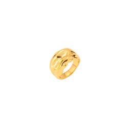 Steel Rings Steel Ring - Hammered 14 mm - Gold and Steel